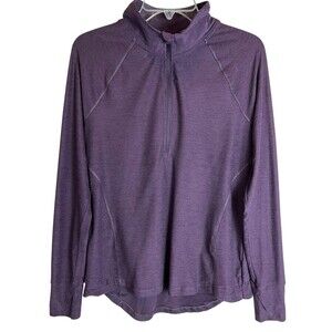 Apana Women's Activewear Tech LS Golf Polo Shirt w Thumb Holes  Size L  Purple